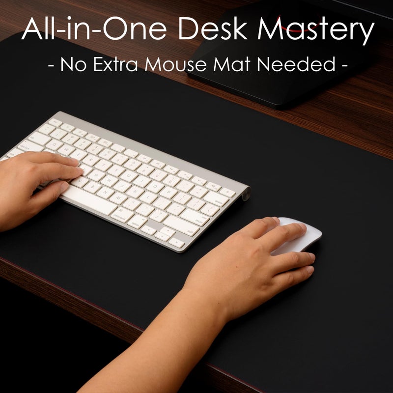 WAYBER Leather Desk Pad Protector, Waterproof Mouse Pad, PU Desk Mat, Office Desk Cover, Desk Writing Mat for Office/Home/Work/Cubicle (Black/Red) 35.4x17in - Image 3